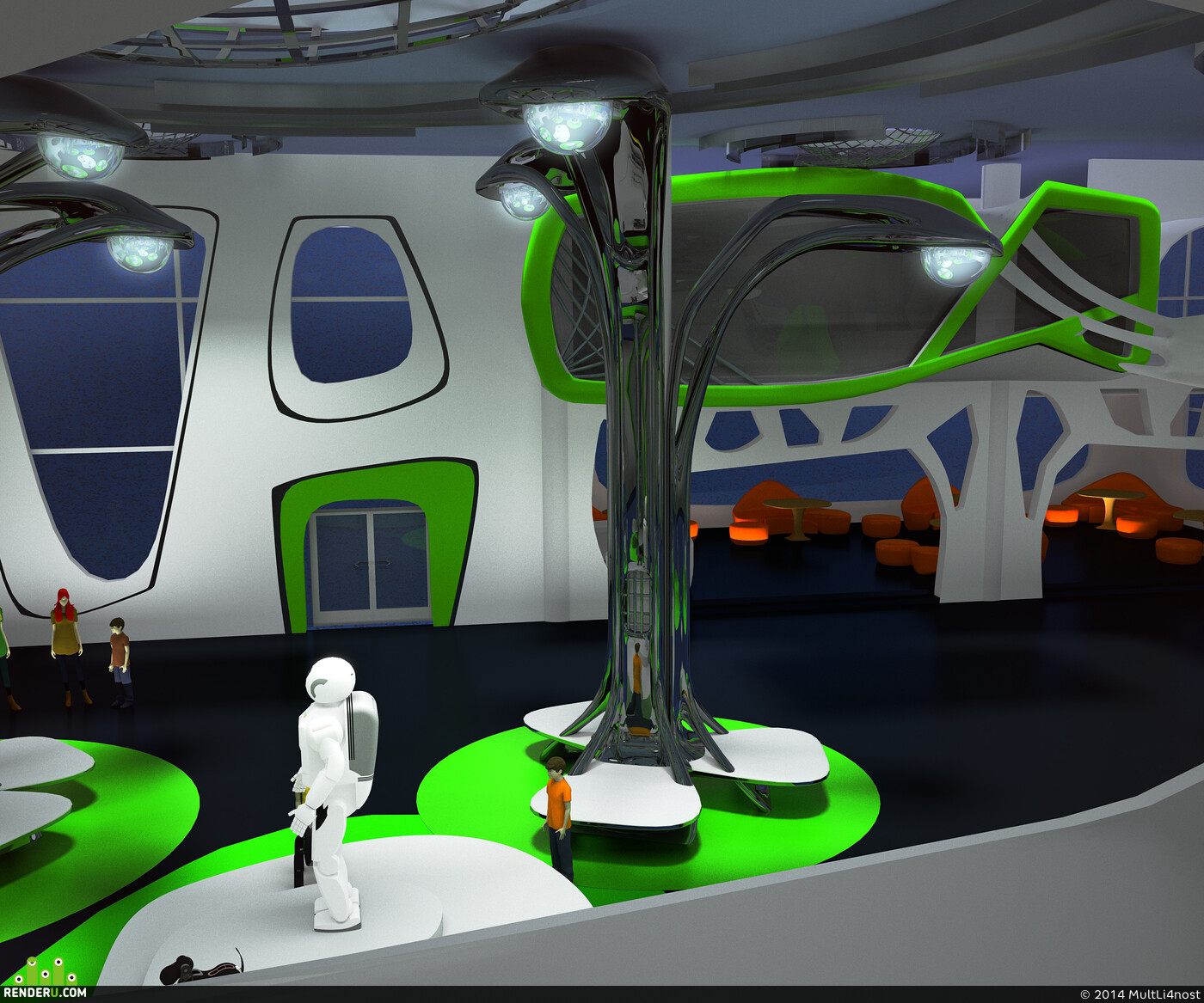 MultLi4nost. Interior lobby robotics center