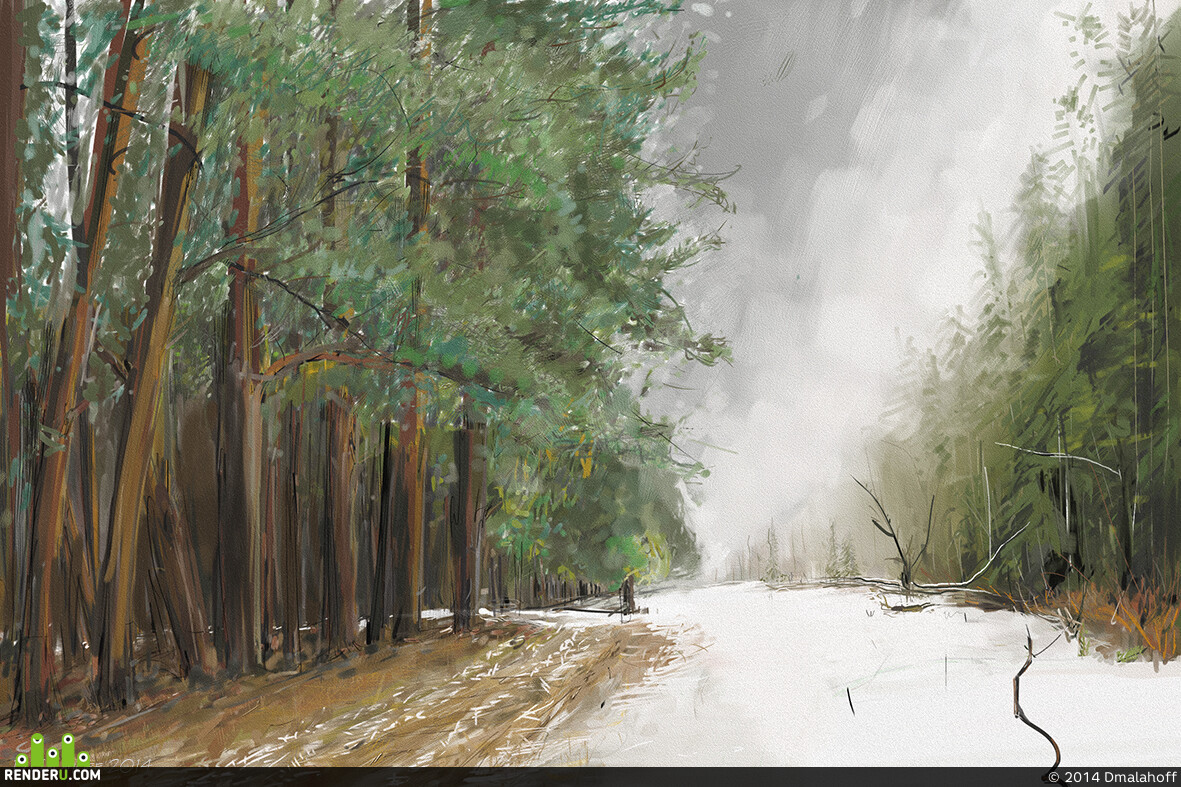 Dmalahoff. Fog on the path in the woods