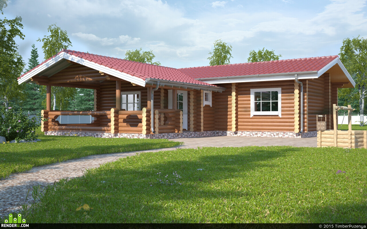 TimberPuzenya. баня из оцилиндрованного бревна 280 мм