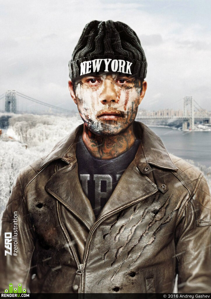 Zero_illustration. Concept "The division": Manhattan gangs