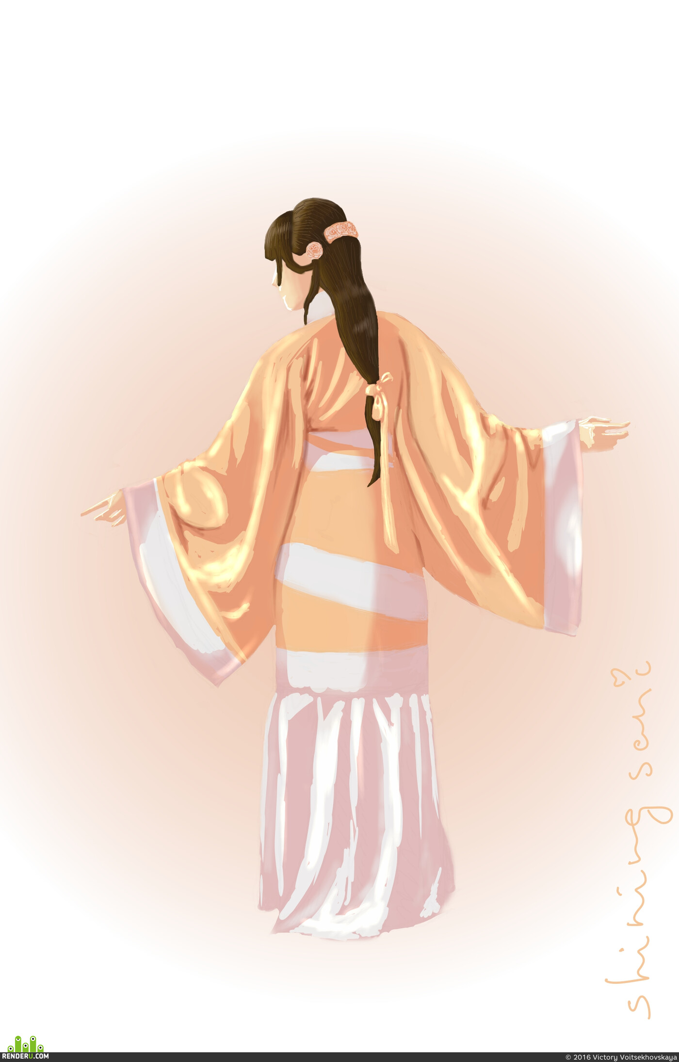 shiningsani. Peach kimono