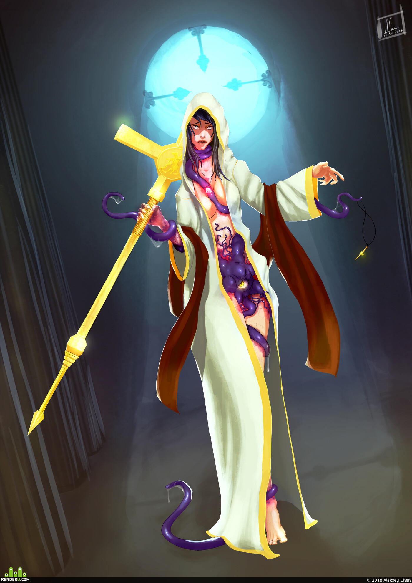 Alex Chen. Tarot card II. Papessa. Hight Priestess.
