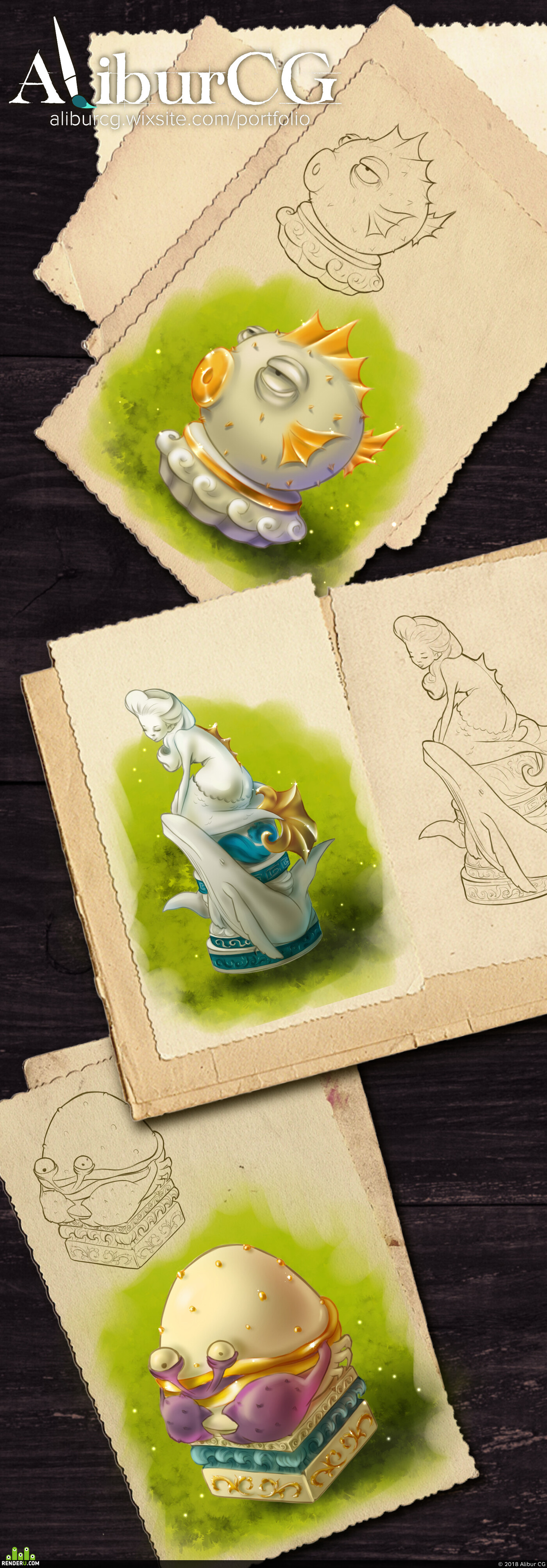 Alibur CG. statues