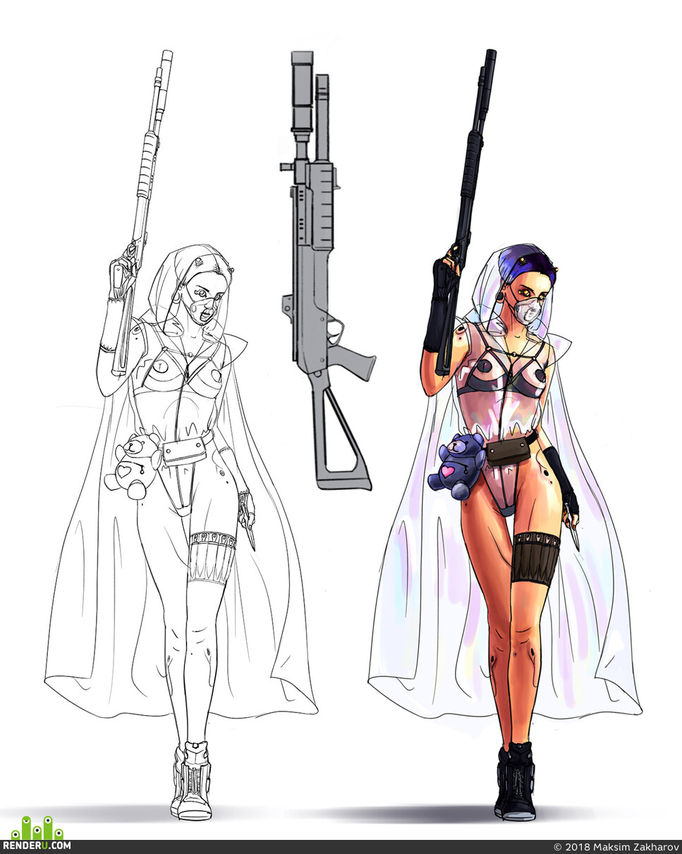 Max Kotovsky. Neon assassin girl