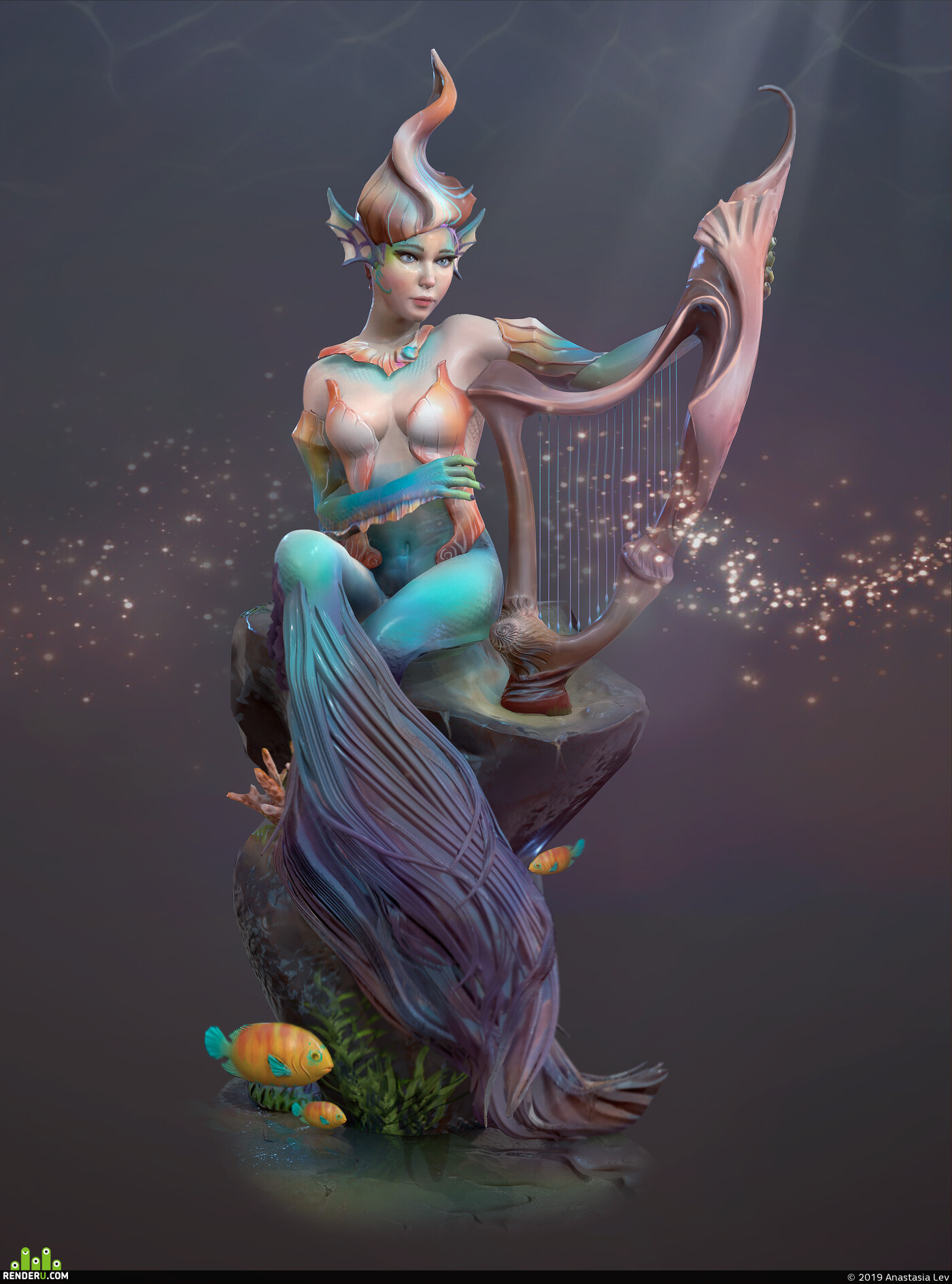 Anastasia Lev (Anastasia96). Huion mermaid-siren
