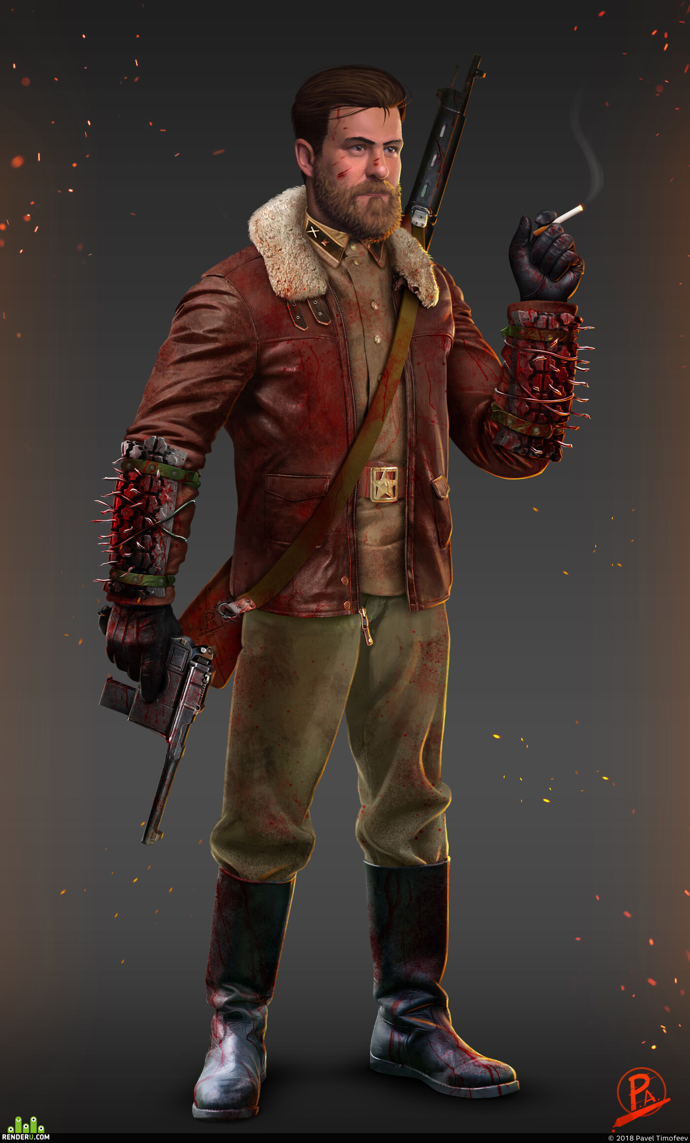 Pavel Timofeev (PaulRish). Concept art character Soviet solider in Zombie mode