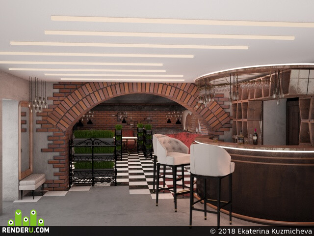 Ekaterina Kuzmicheva. Cafe interior