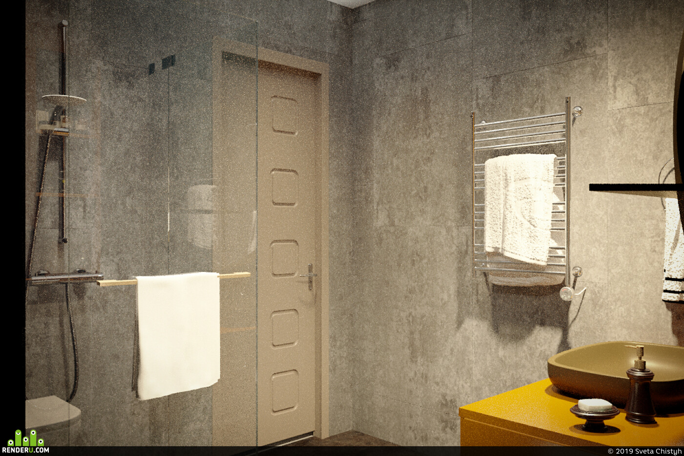 Sveta Chistyh. Shower room in dark light