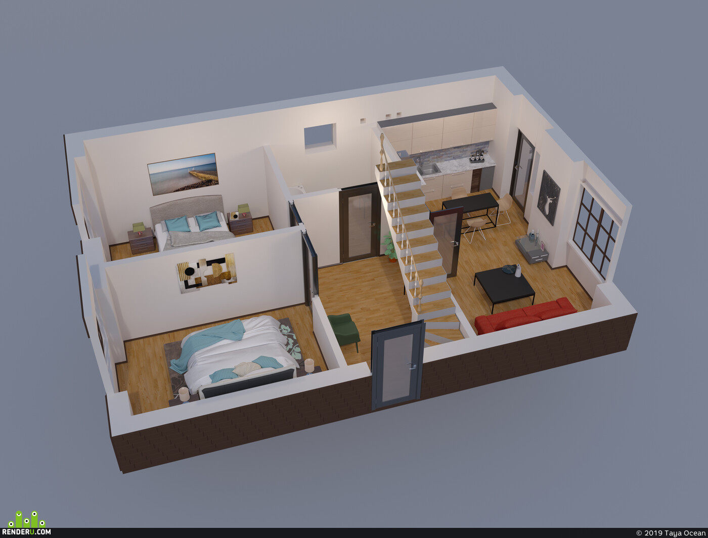 Taya Ocean. One-storey residential building with an attic floor.