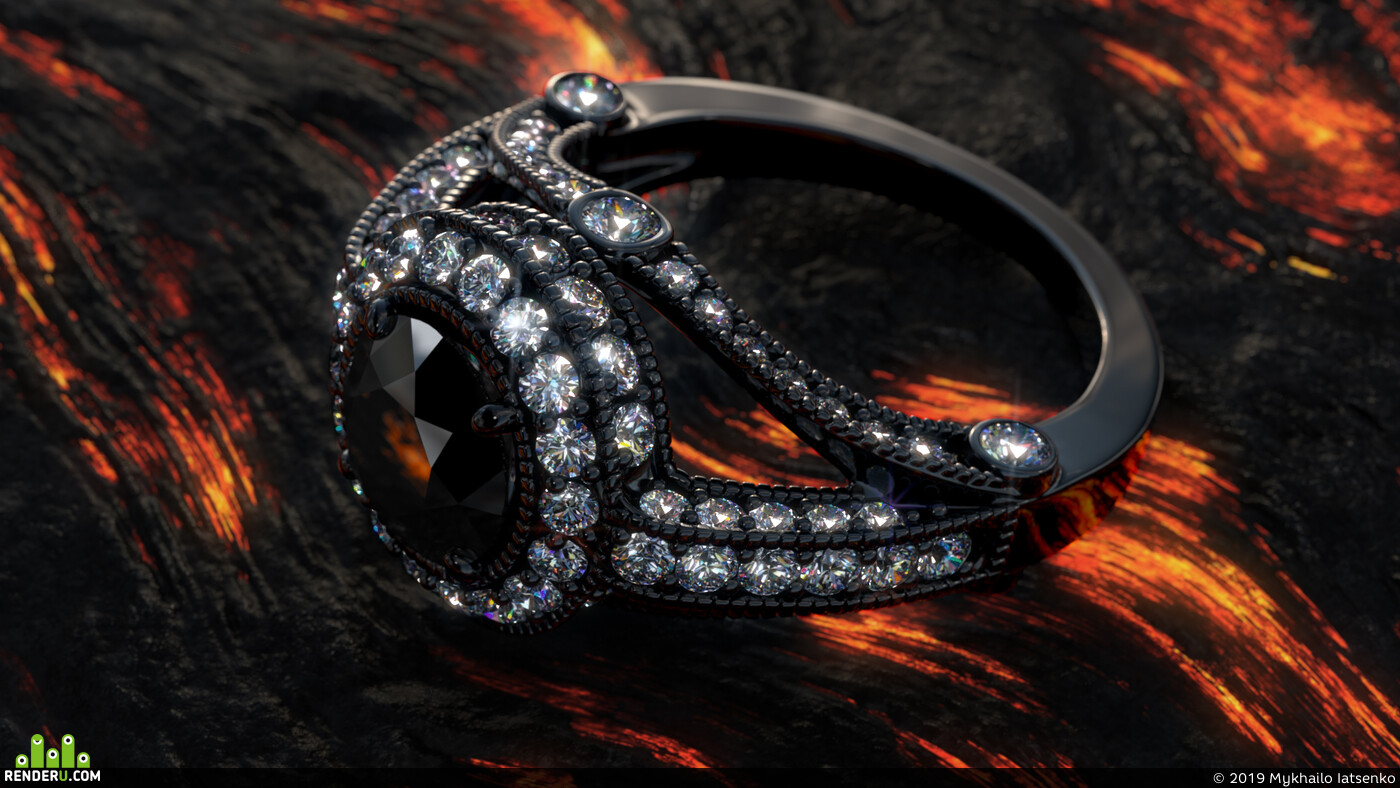 Mykhailo Iatsenko. Ring with black diamond