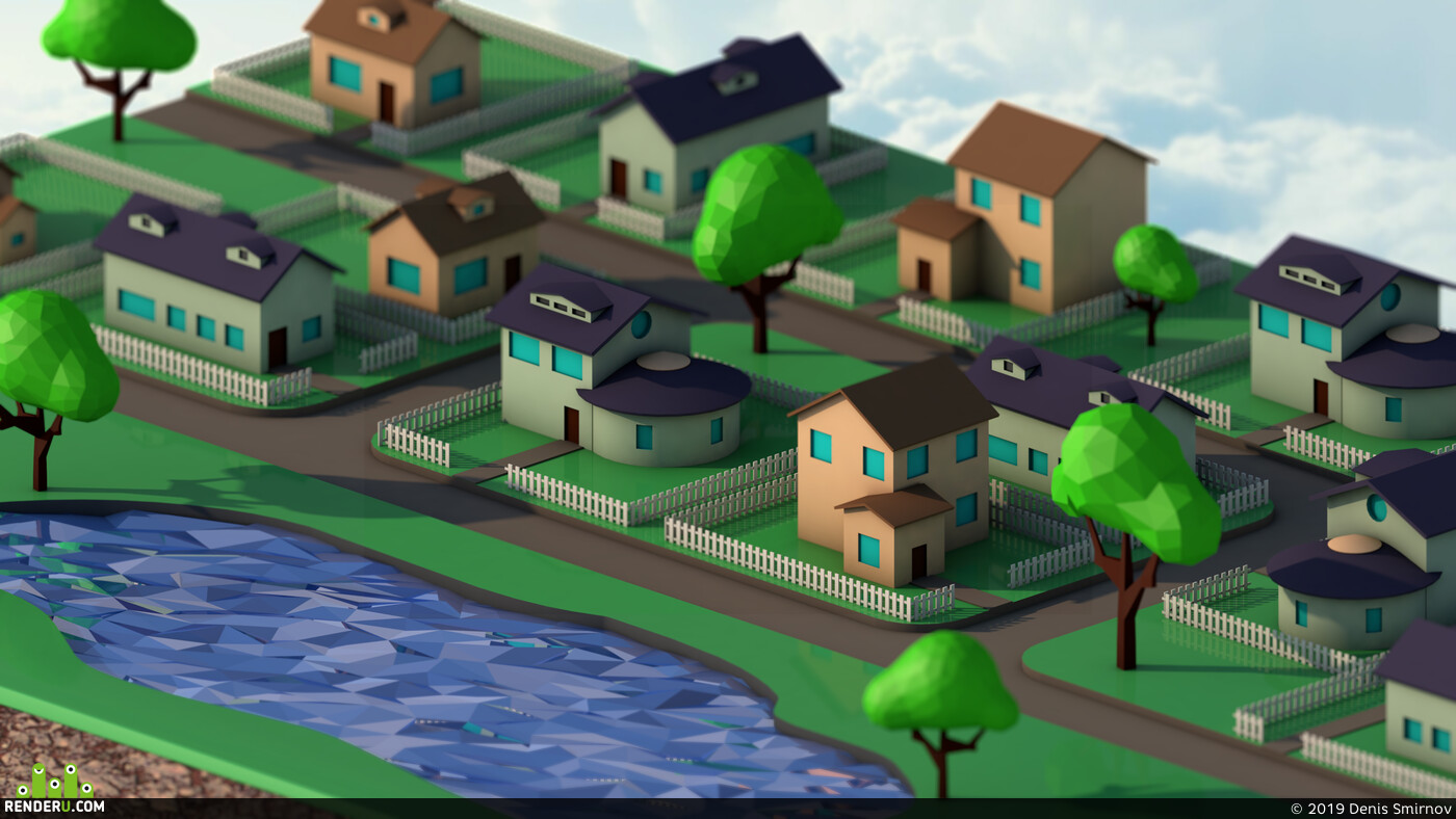 DeniTornado. Low Poly Village