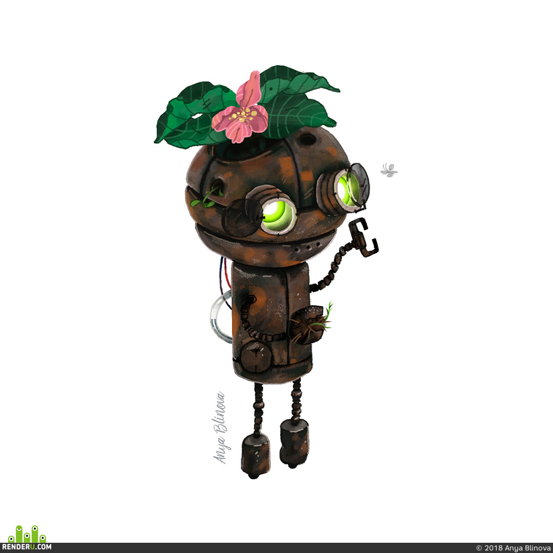 Anya Blinova. Robot. Fan art based on the game "Machinarium"