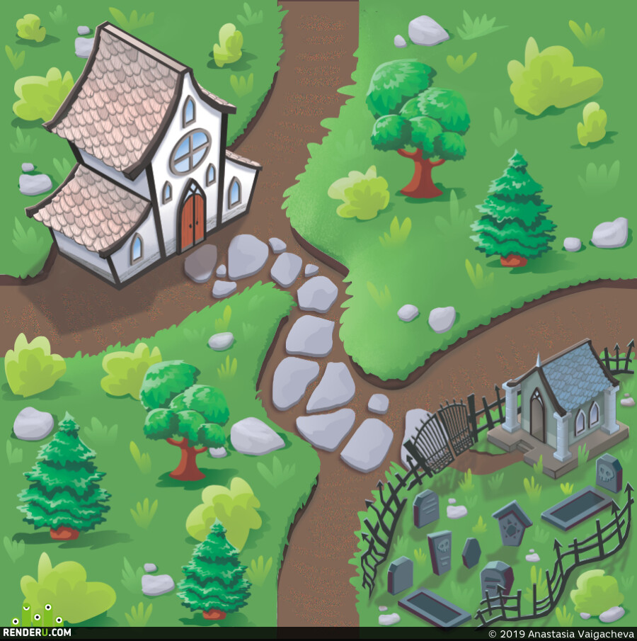 Anastasia Vaigacheva. isometric tile for board game