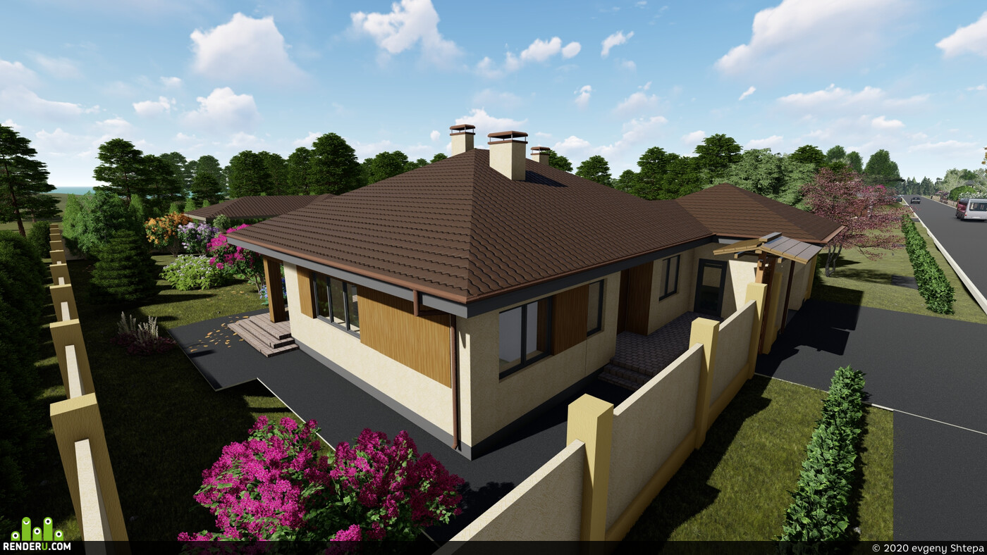 evgeny Shtepa. one storey house with a gazebo