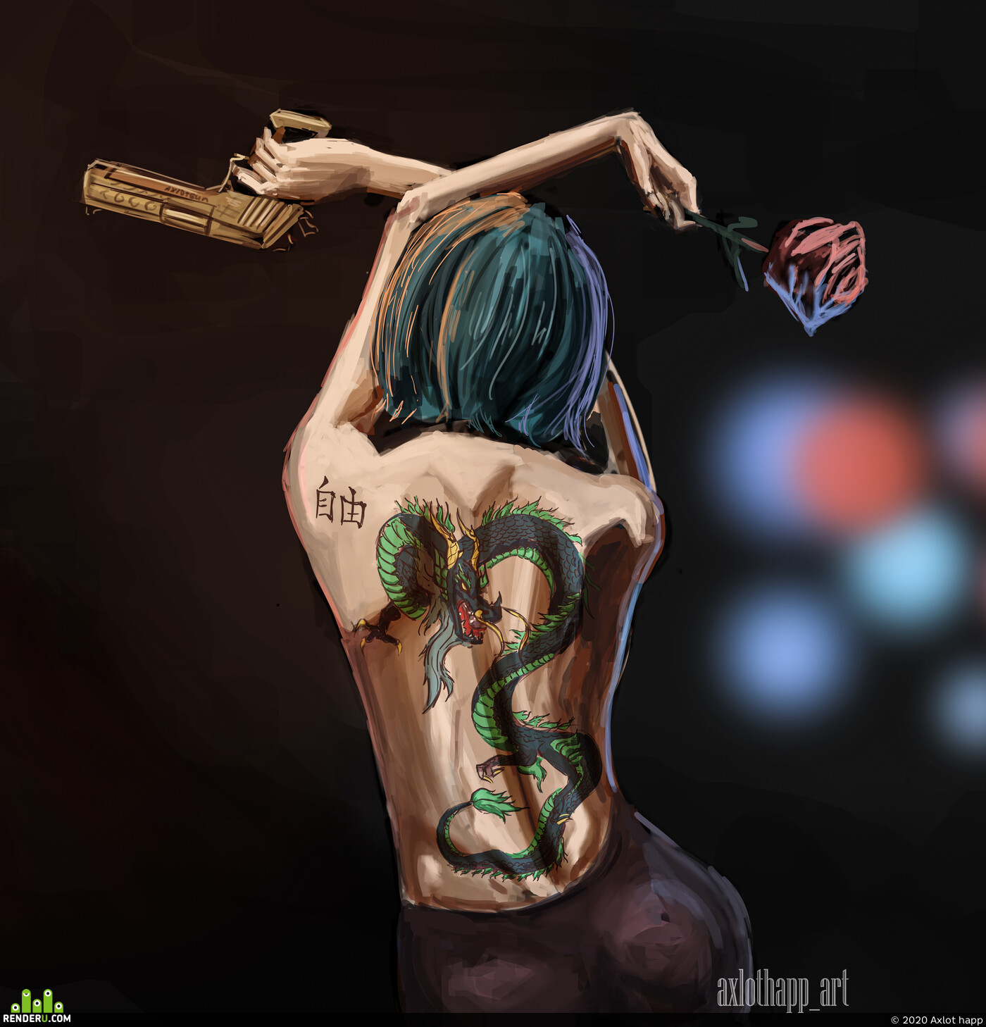 Axlot happ. Girl with tattoo