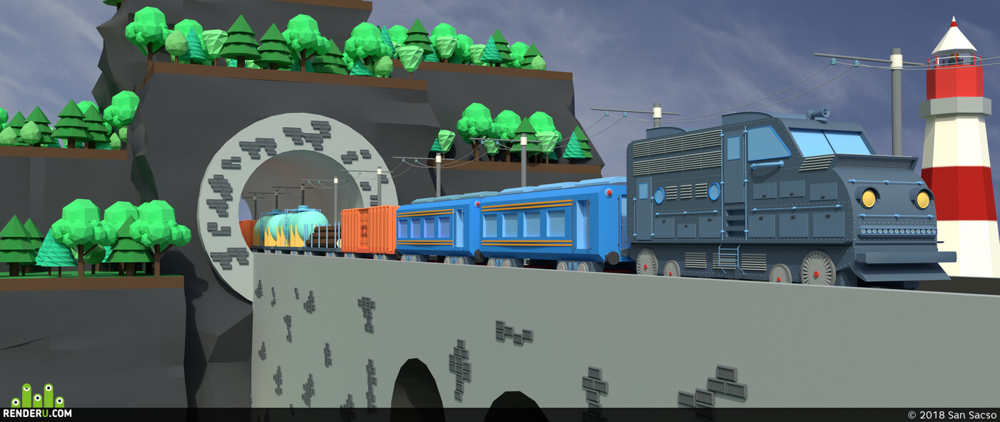 San Sacso. Train scene