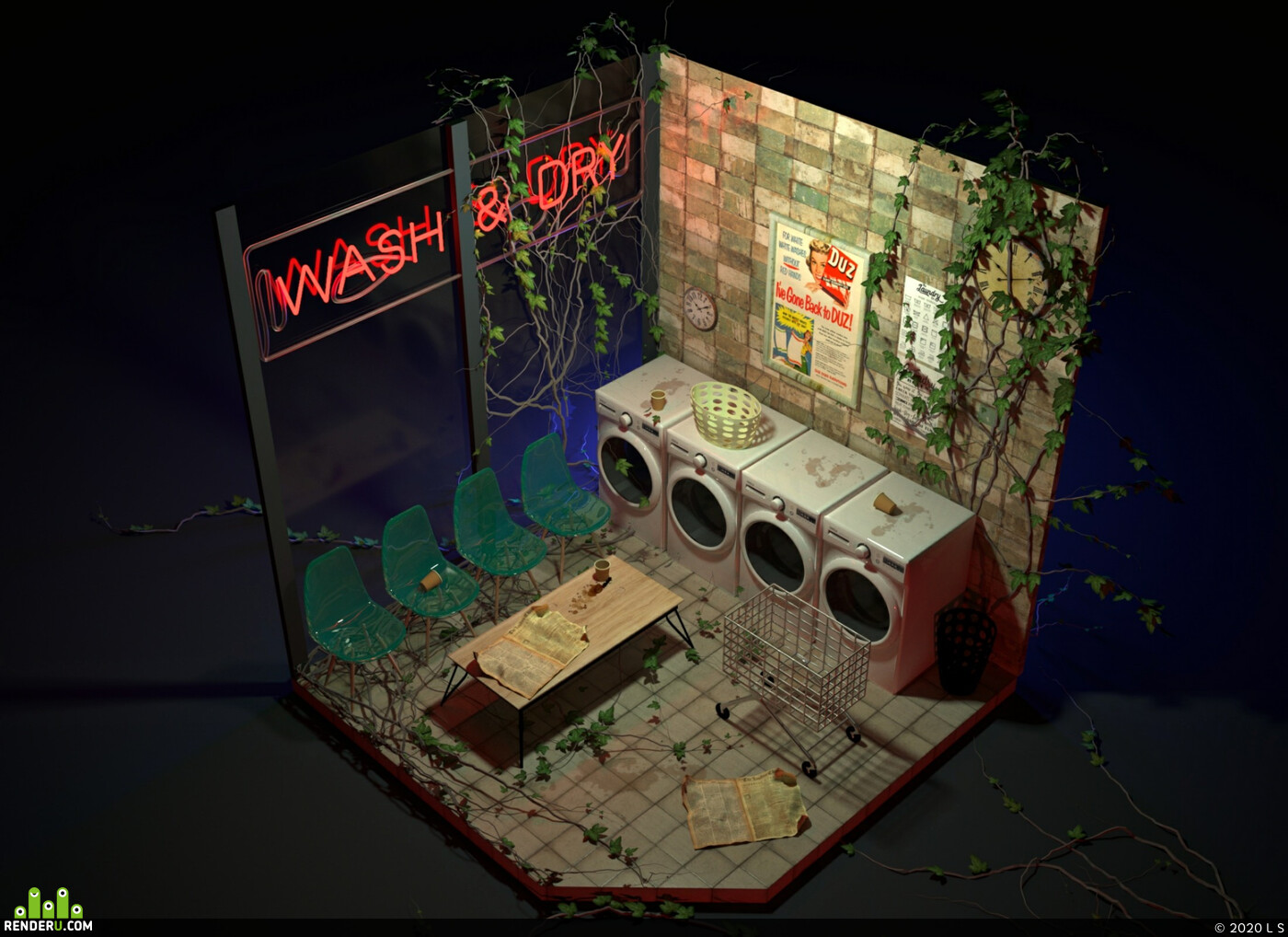 L S. Laundrette Interior (Isometric)