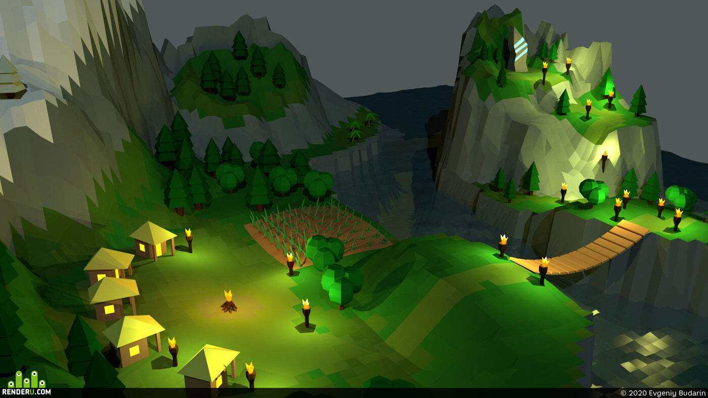 Evgeniy Budarin. Low poly island