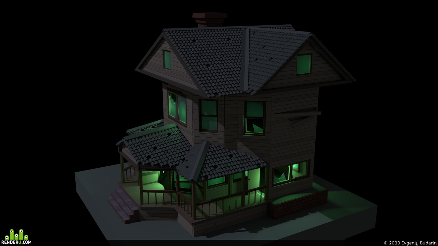 Evgeniy Budarin. Low poly haunted house