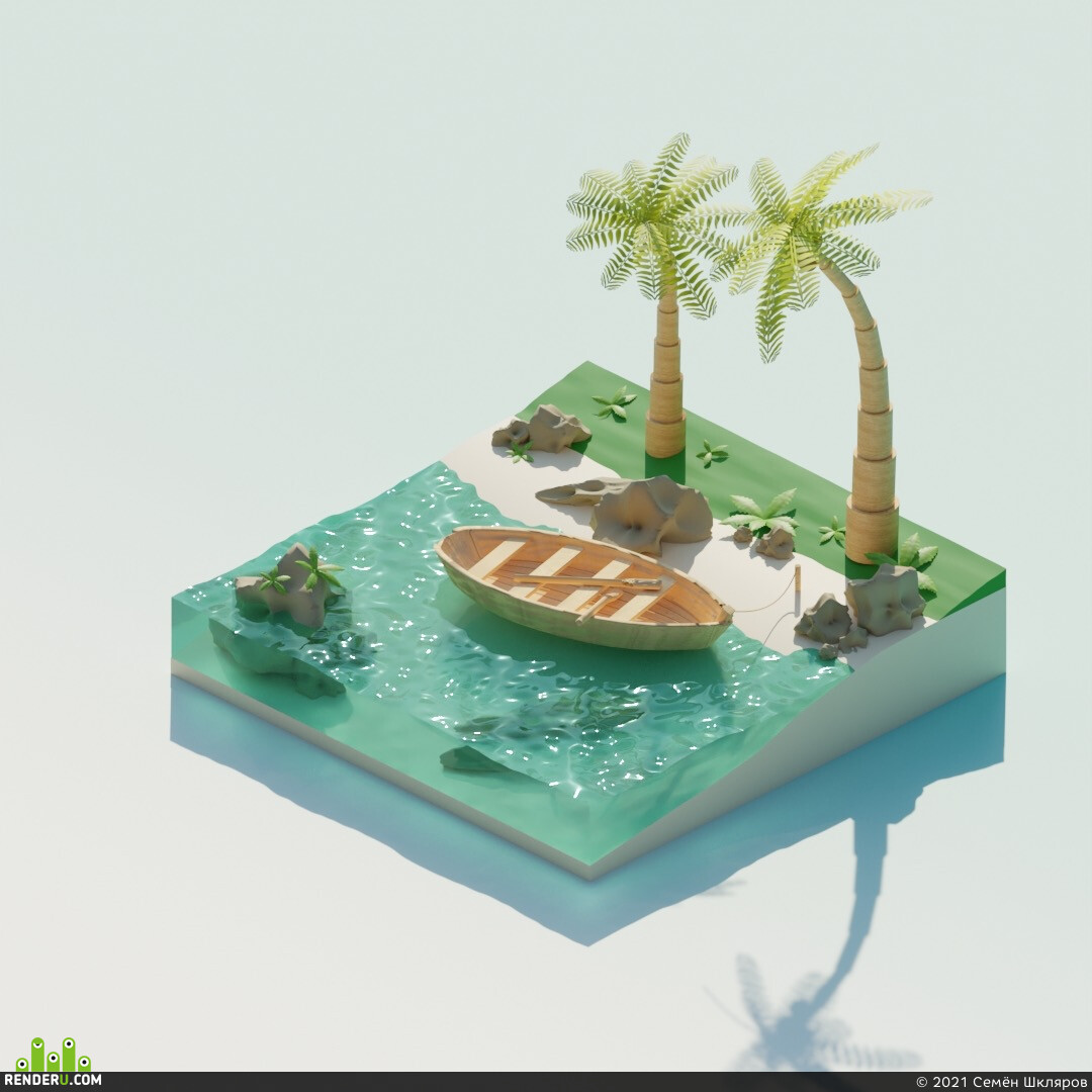 boat, Beach, palms