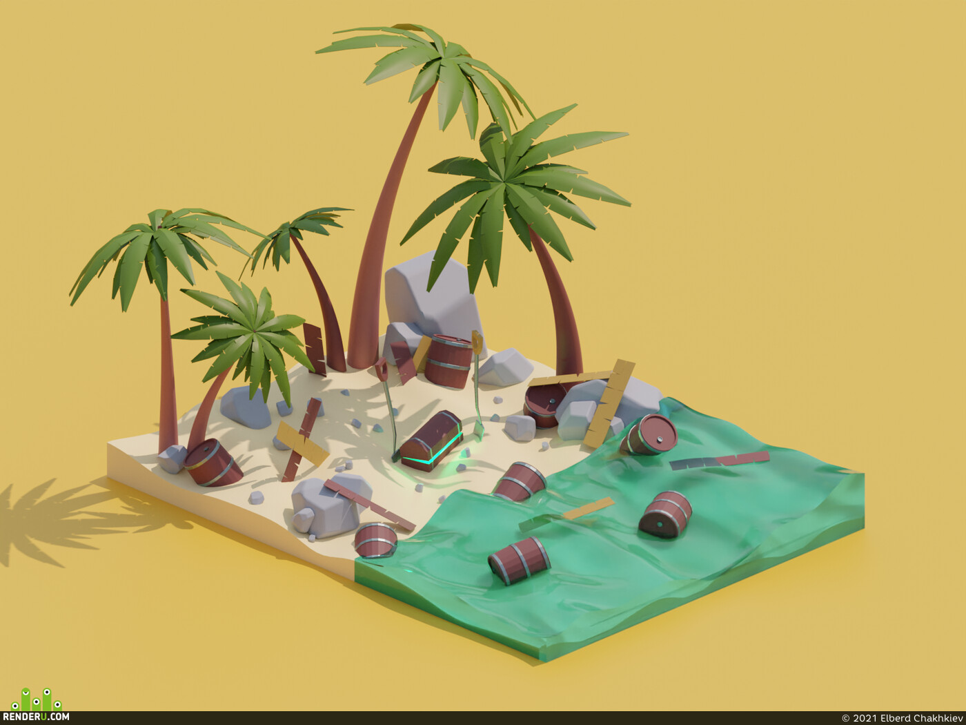 Elberd Chakhkiev. Beach and chest