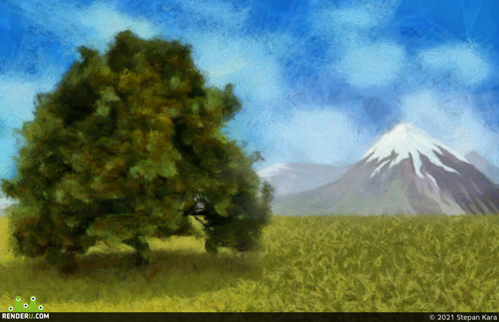 Stepan Kara (Ivan Makarevich Sidorov). Field in front of mountains
