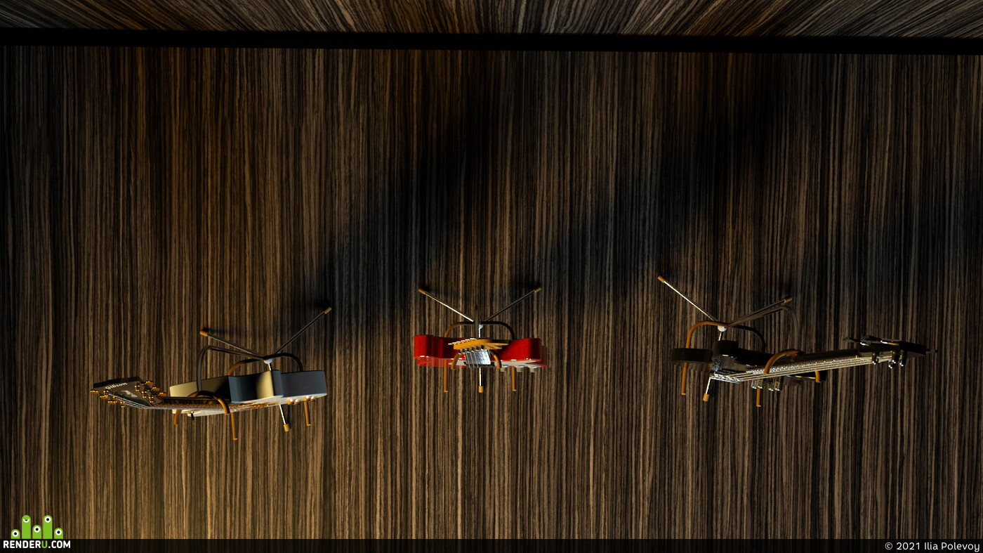 Ilia Polevoy. 3D guitars lowpoly