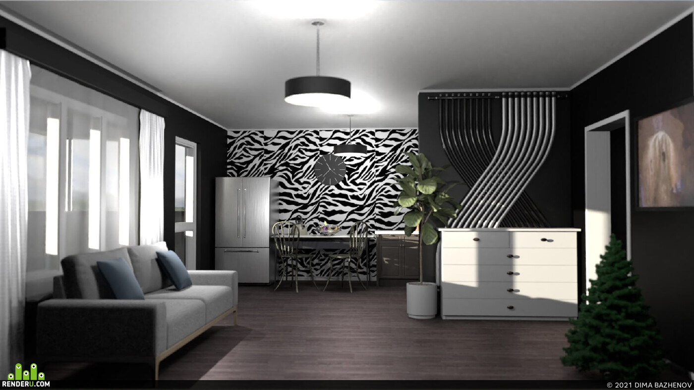 DIMA BAZHENOV. Design project of a studio apartment