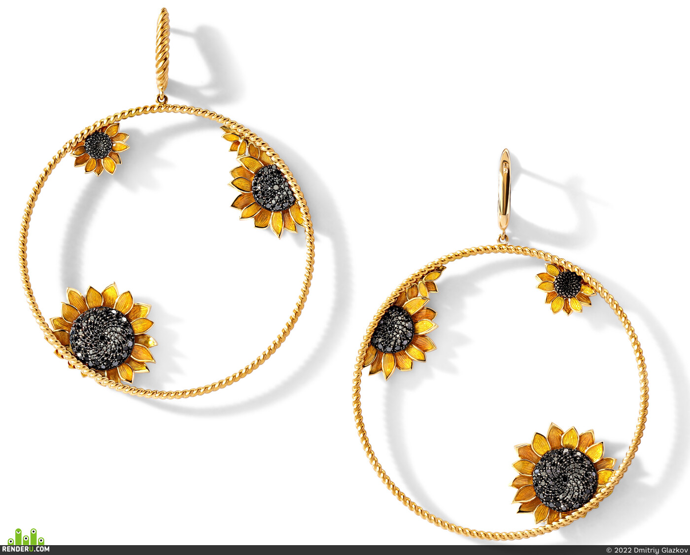 Dmitriy Glazkov. «Sunflowers» earrings