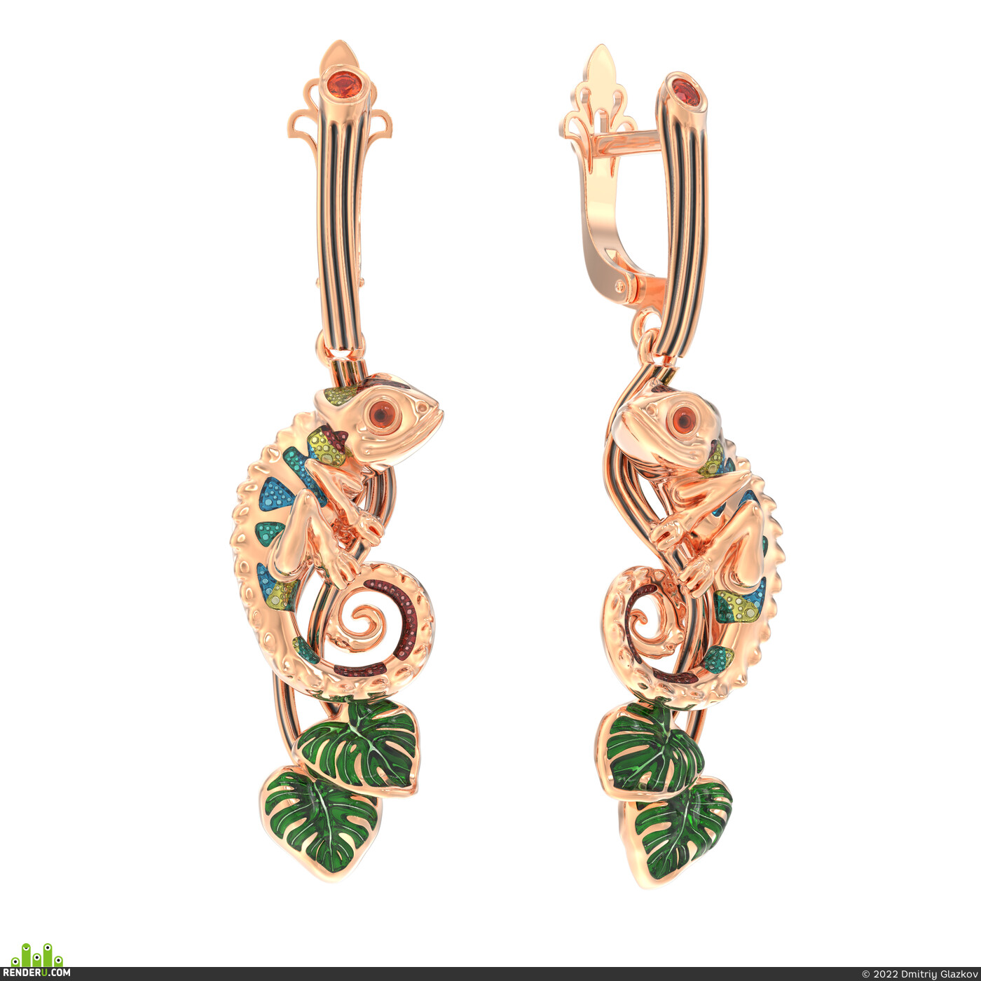 Dmitriy Glazkov. Chameleon earrings