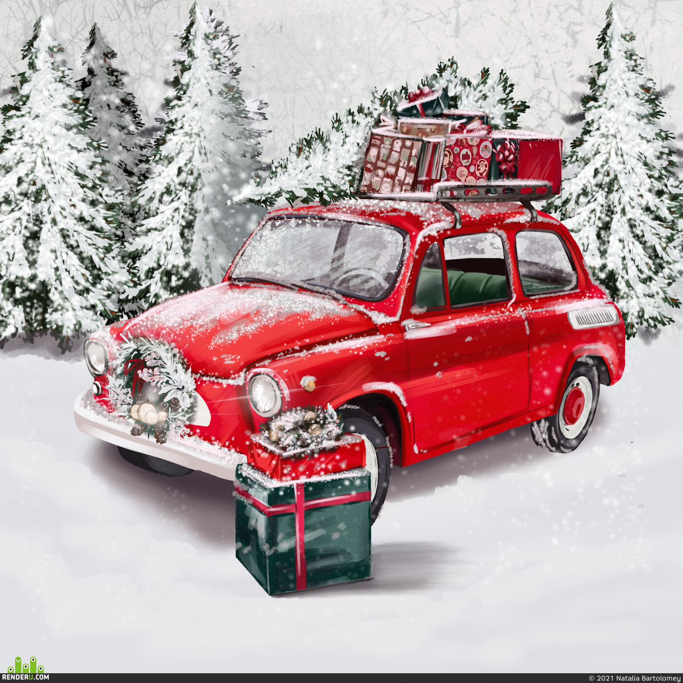 Natalia Bartolomey. Santa's car