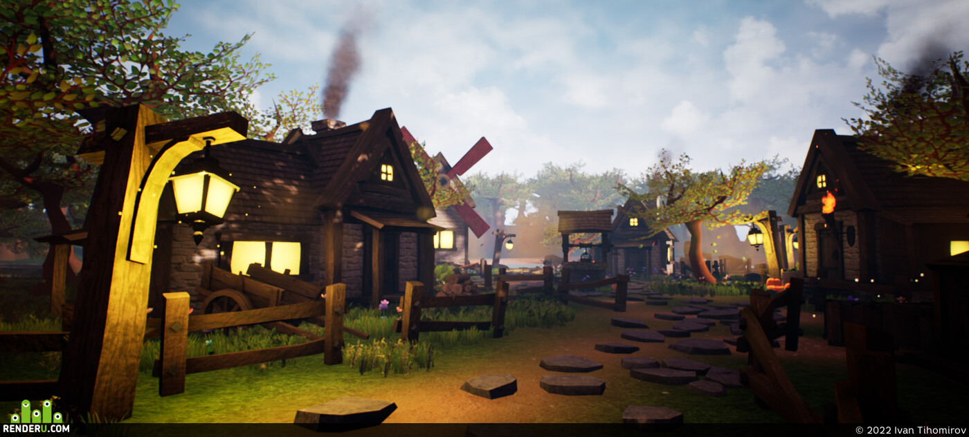 Ivan Tihomirov. Stylized village