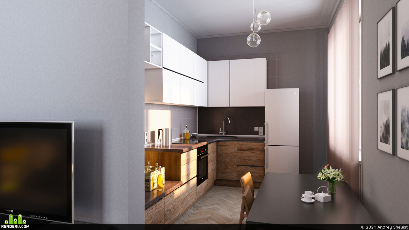 Andrey Shelest. Kitchen with living room