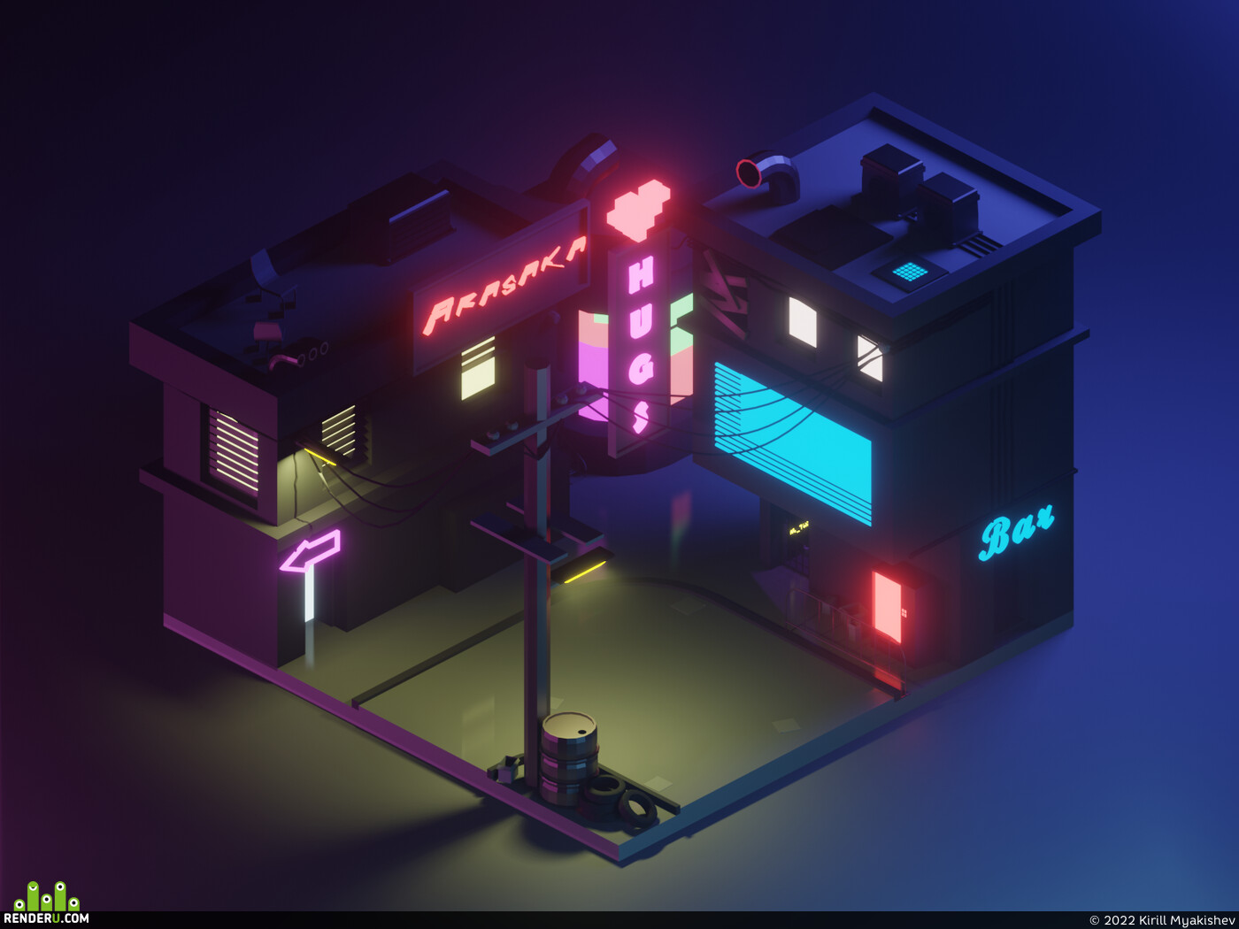 Kirill Myakishev. Cyberpunk low-poly