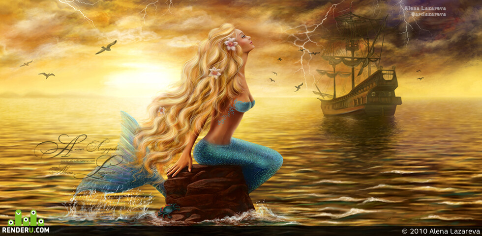 Alena Lazareva. Mermaid at sunset