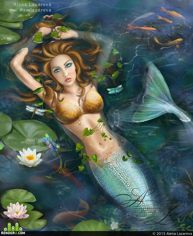 Alena Lazareva. Mermaid in the lake