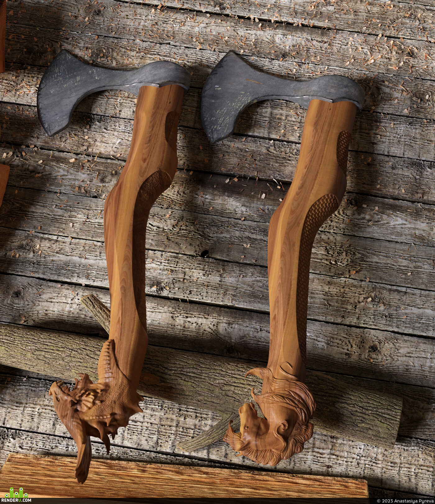 Anastasiya Pyreva. handles for axes