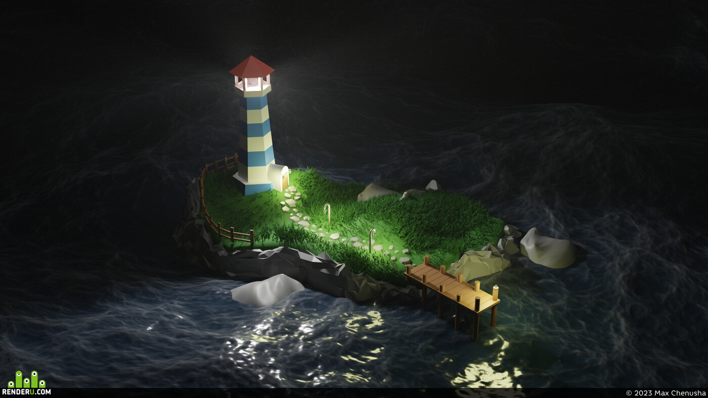 Max Chenusha. Lighthouse on the island