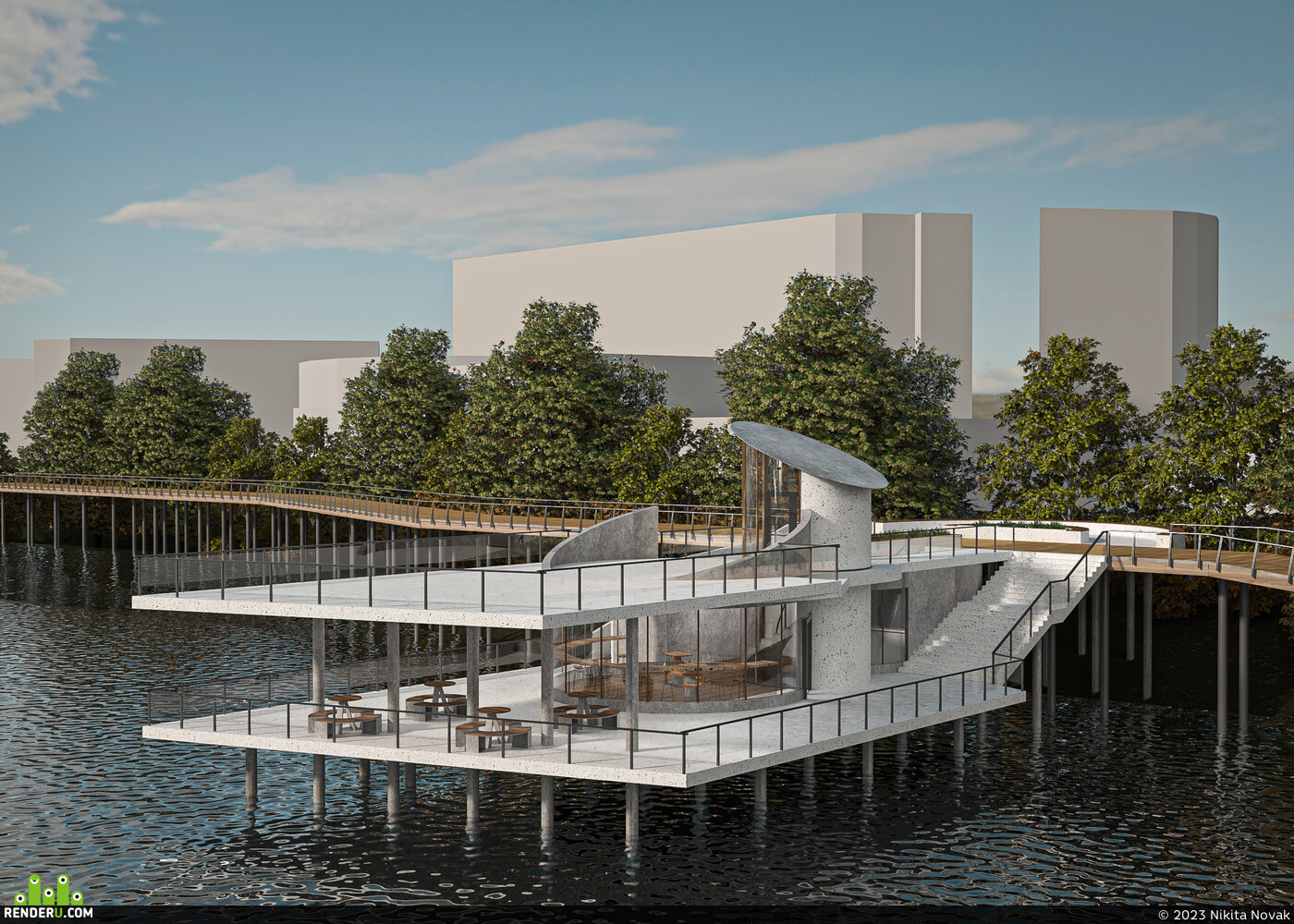 Nikita Novak. Coffee shop on the lake in Kazan