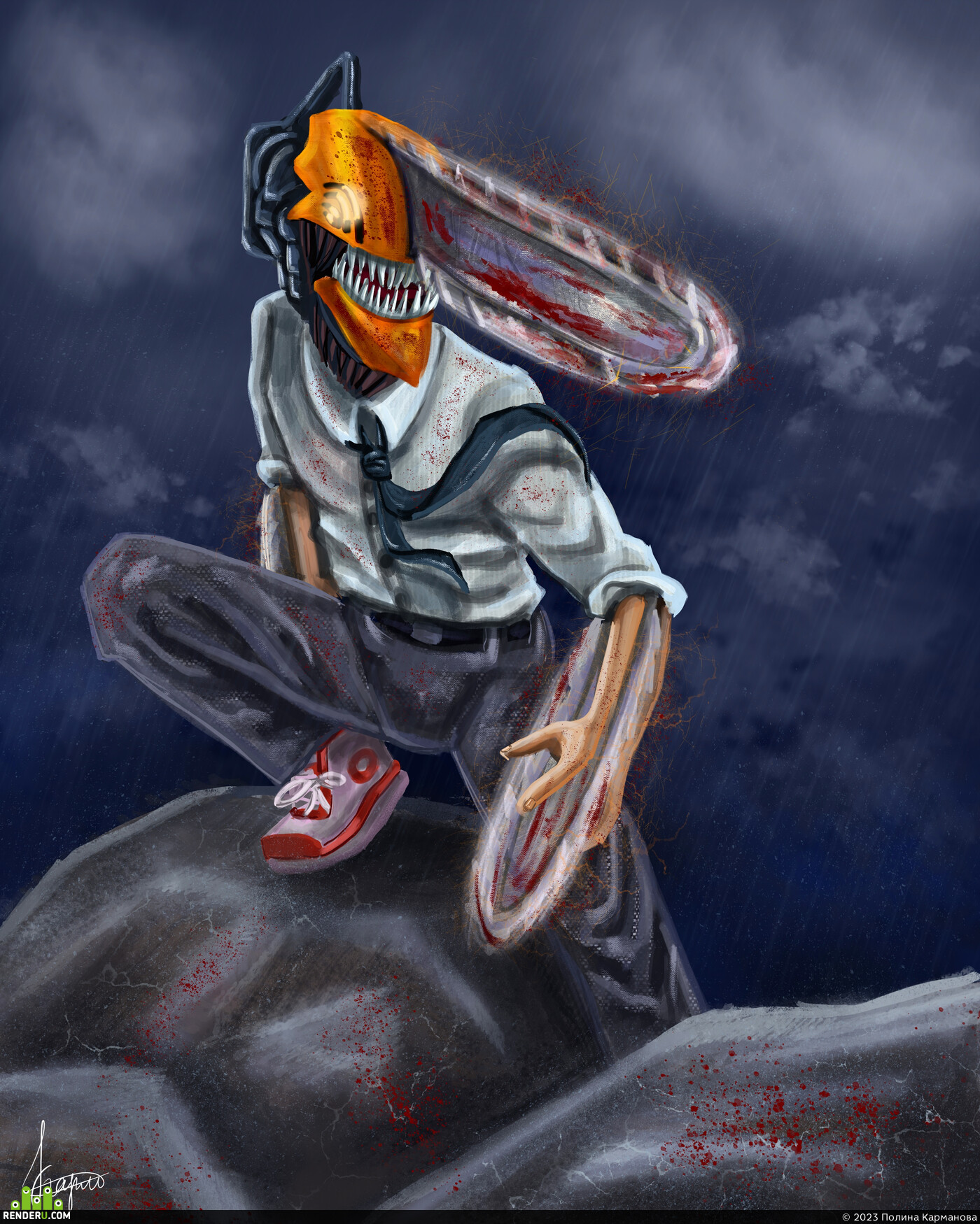 Полина Карманова. Chainsaw man fan art