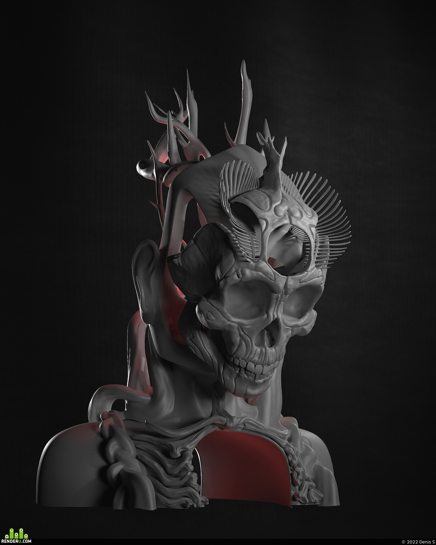 Denis S. Sculpture-statue Skull Woman