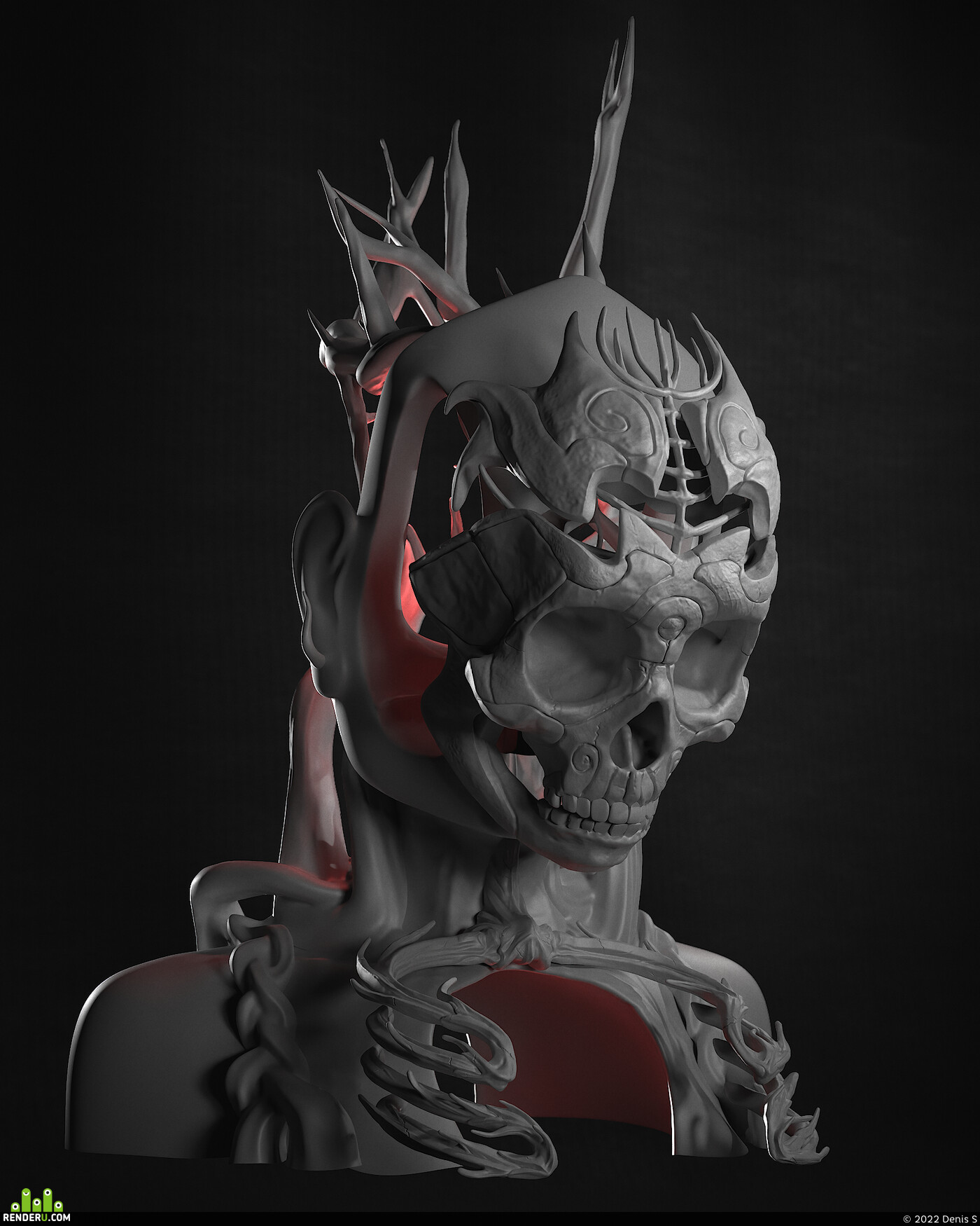 Denis S. Sculpture-statue Skull Man