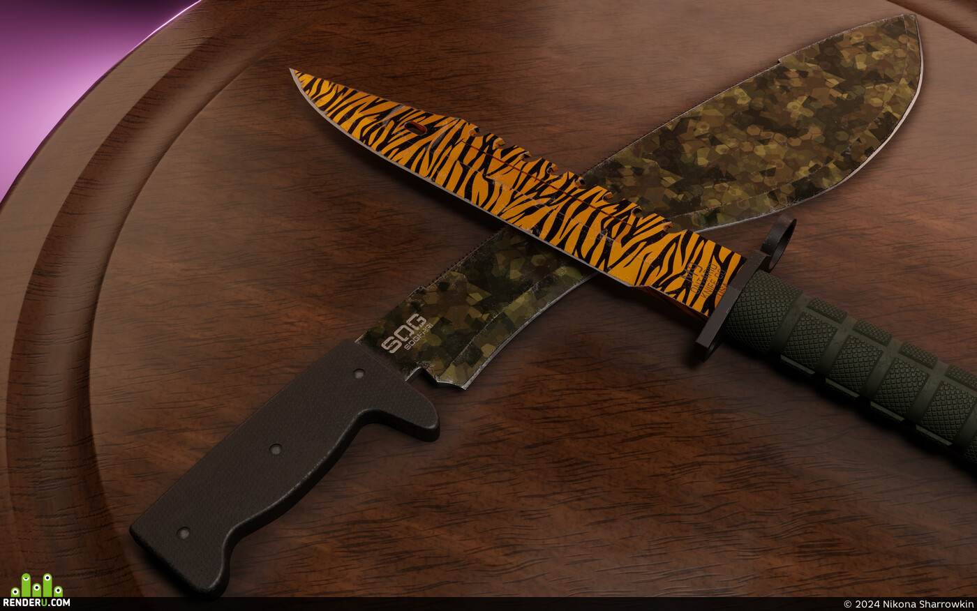 Nikona Sharrowkin. Knifes M9 and Kukri