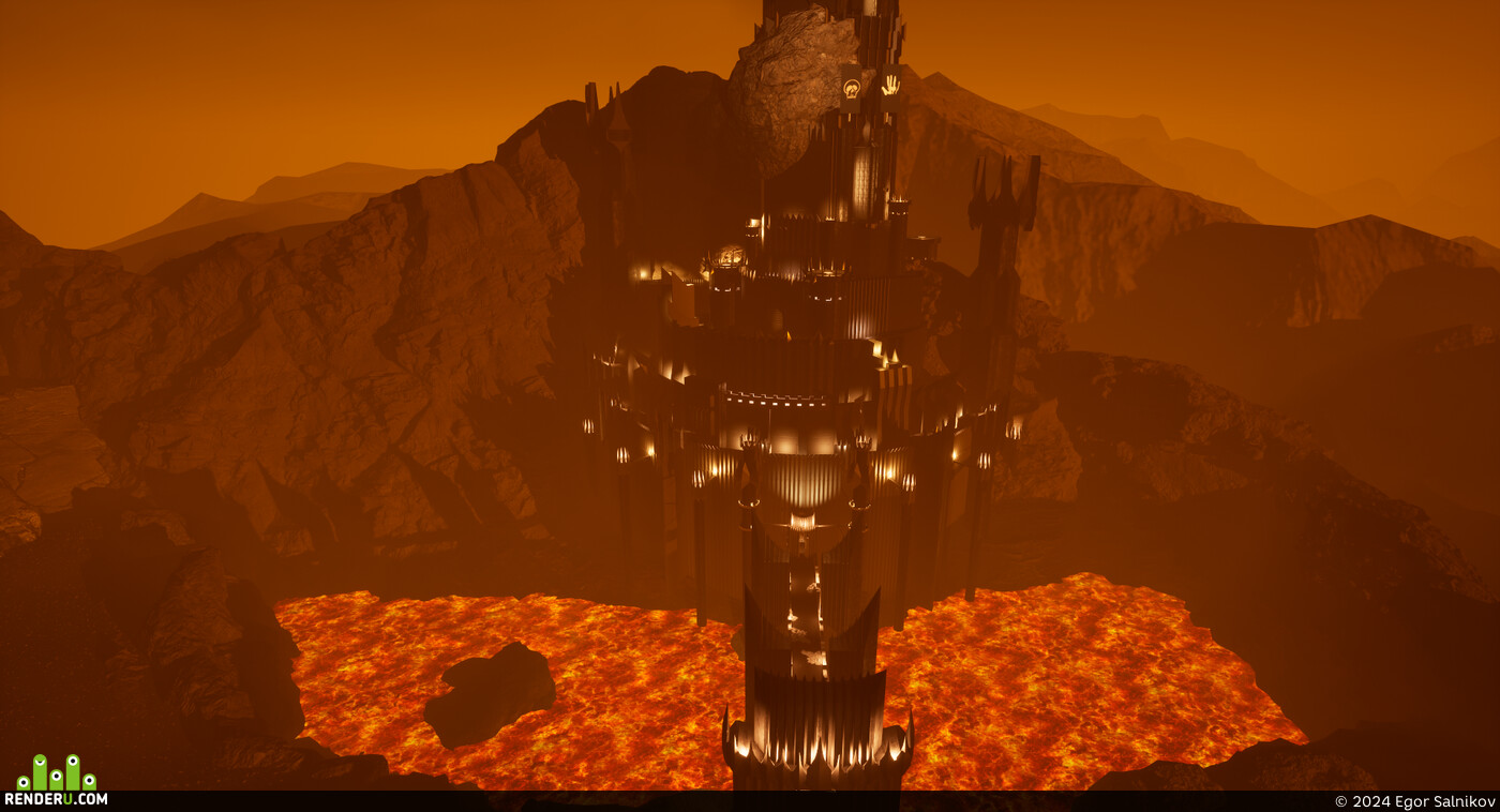 Barad-Dur, castle, citadel, tower