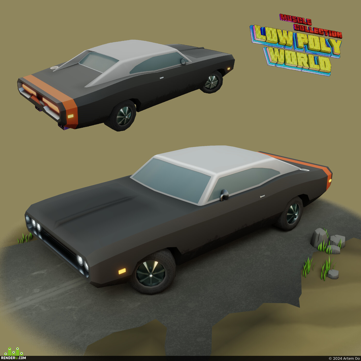 Artem Do. Dodge challenger low-poly model