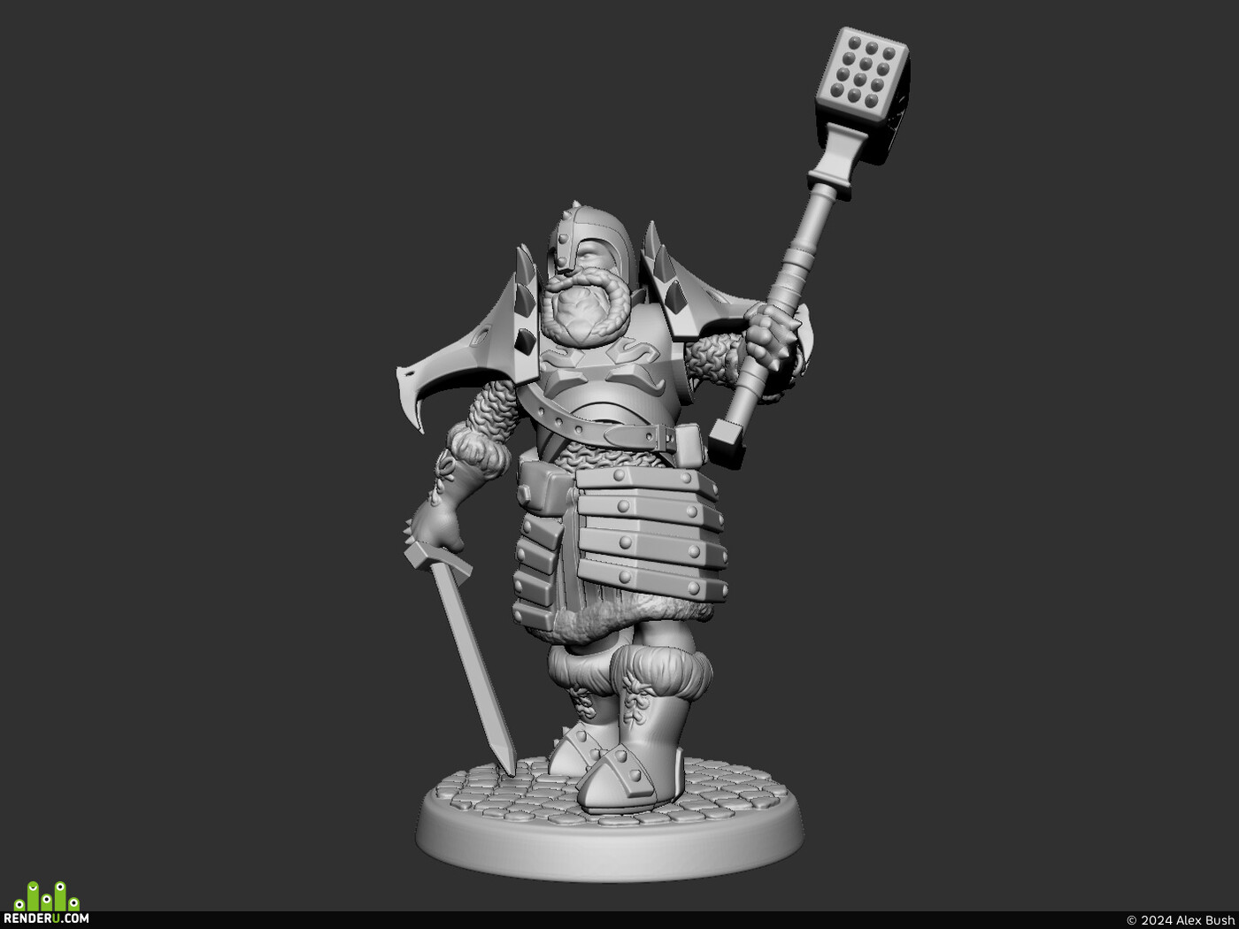 Alex Bush. Dwarf warrior miniature
