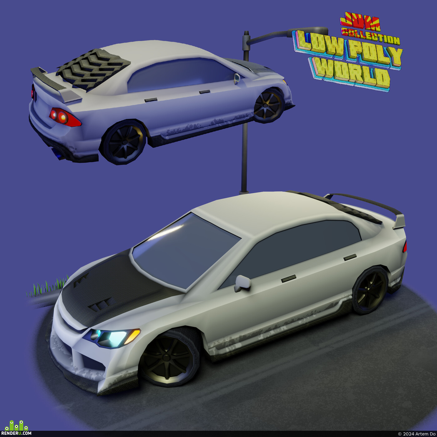 Artem Do. Honda civik TypeR lowpoly model