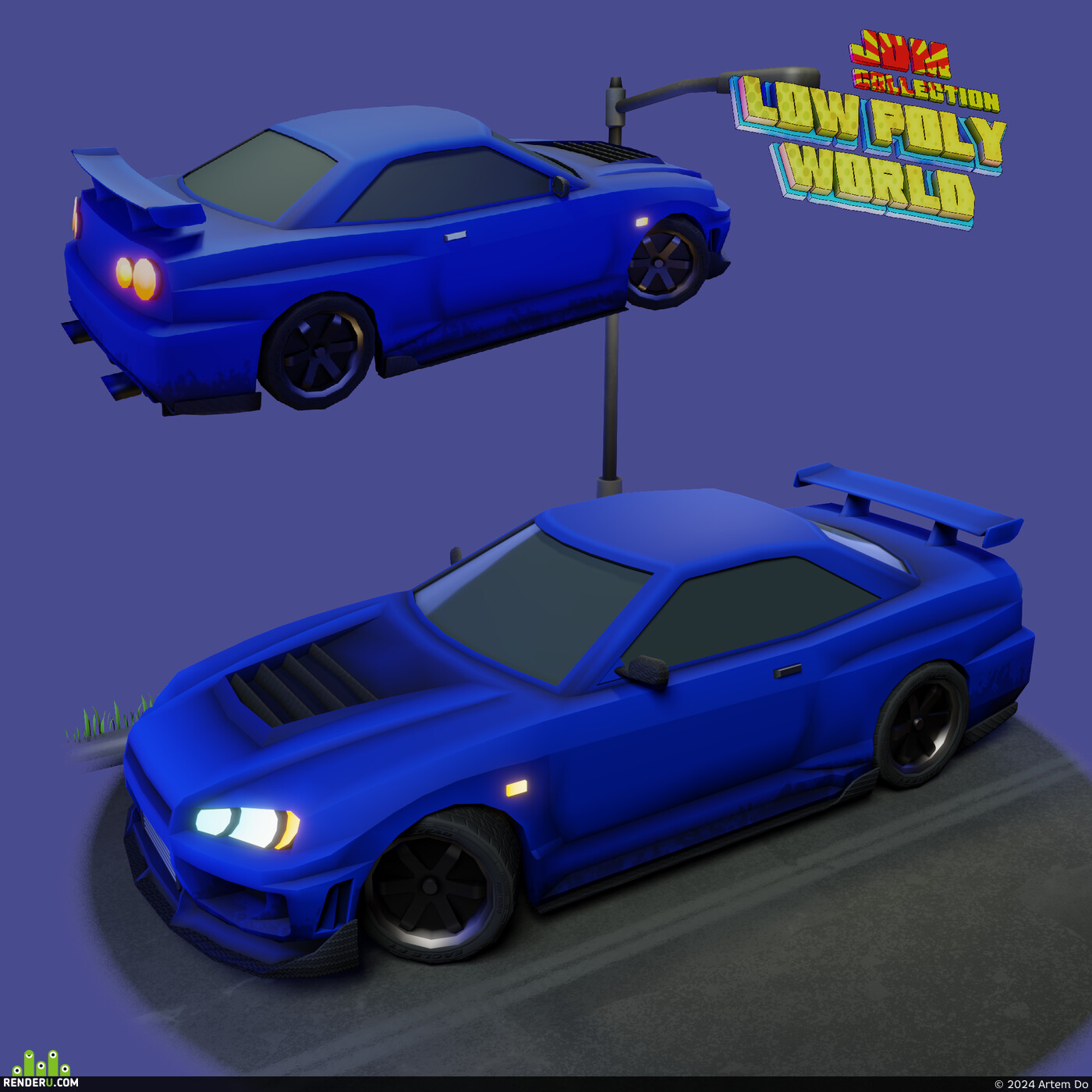 Artem Do. Nissan skyline R34 lowpoly model