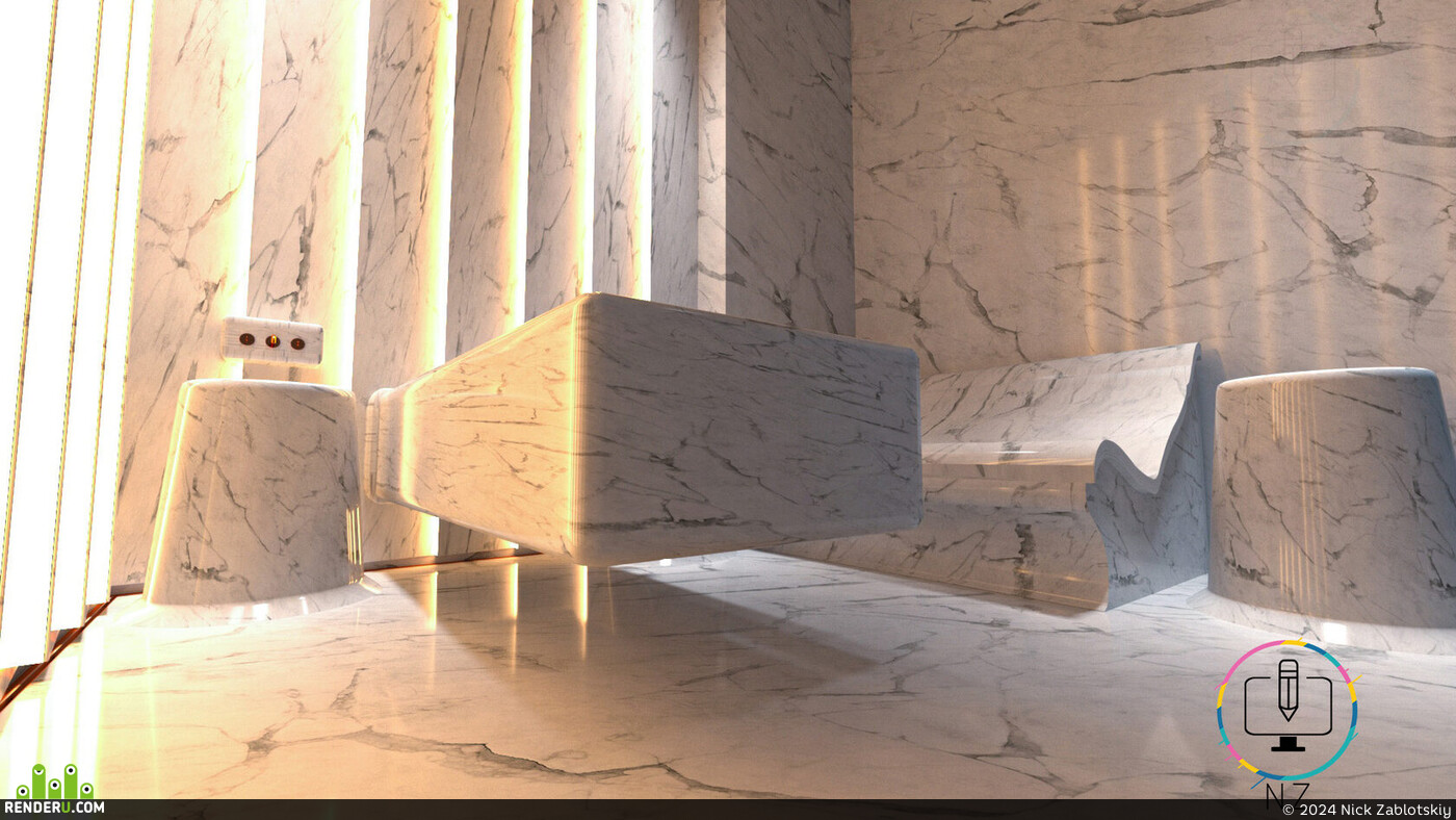 Nick Zablotskiy. Visualization of the hammam in the apartment