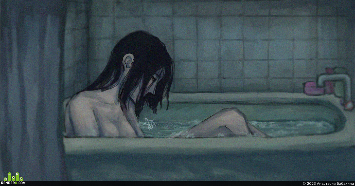 Анастасия Бабахина. In the bathroom